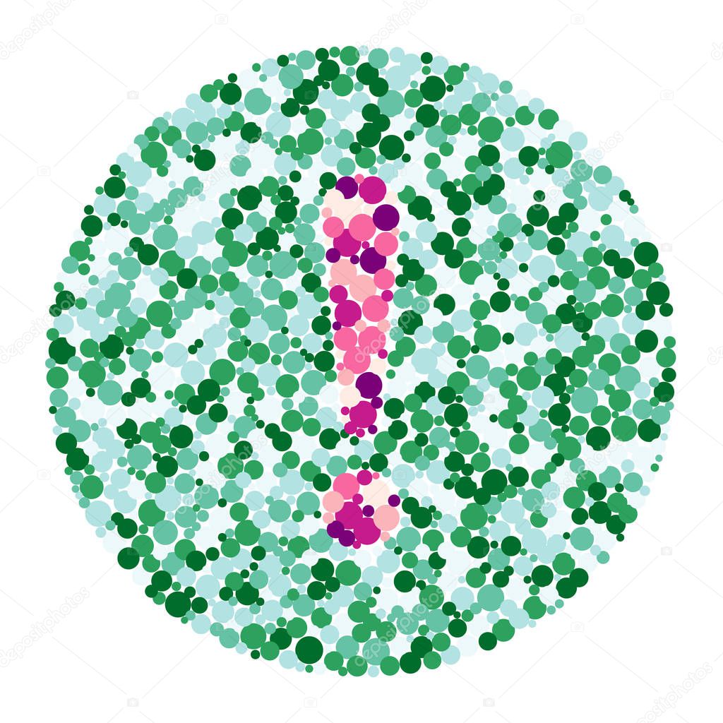 Exclamation mark color distributed circles dots illustration