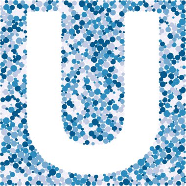 U harfi renk dağıtılmış daireler nokta illüstrasyon 