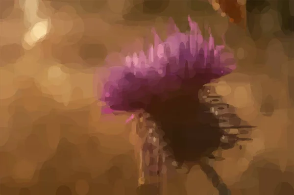 Bud Blurred Wild Purple Burdock Flower Close Digital Art — стоковый вектор