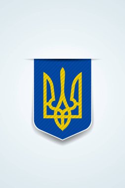 Ukrayna'nın trident devlet arması ile bayrak , vektör illüstrasyon 