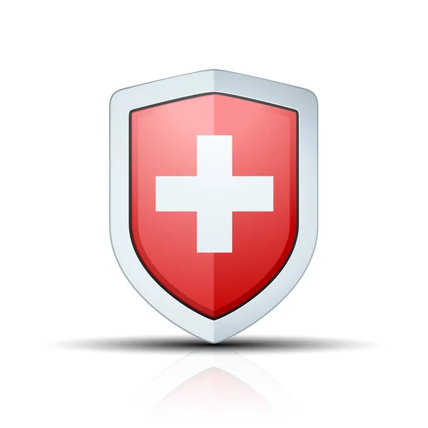 Ícone Bandeira Suíça Brilhante Ilustração Vetorial —  Vetores de Stock