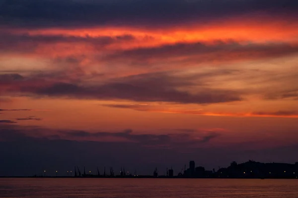 Vue Panoramique Sur Port Durres Coucher Soleil Albanie — Photo