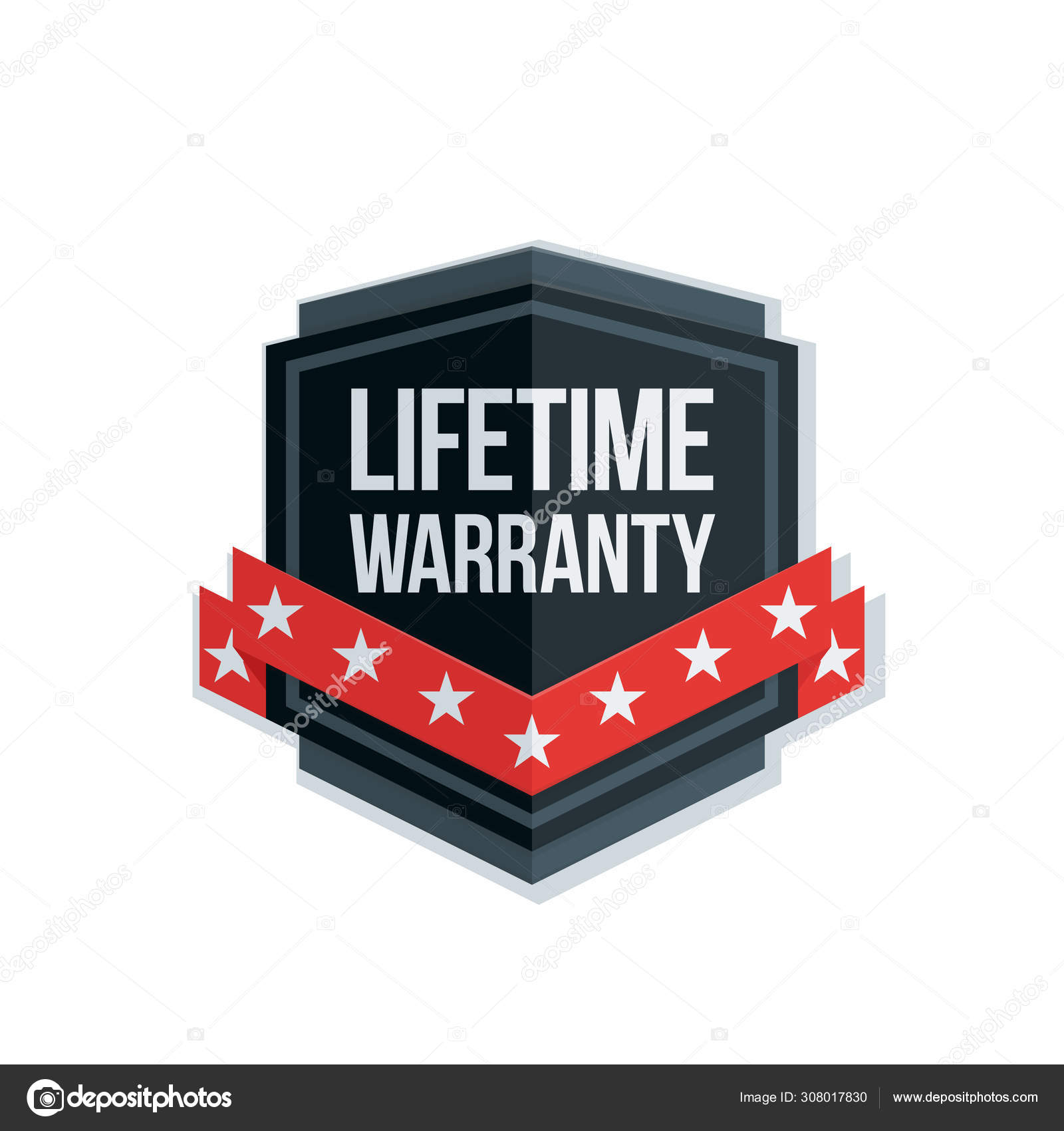 Lifetime Warranty Icon Red Ribbon Vector Illustration Stock Vector by