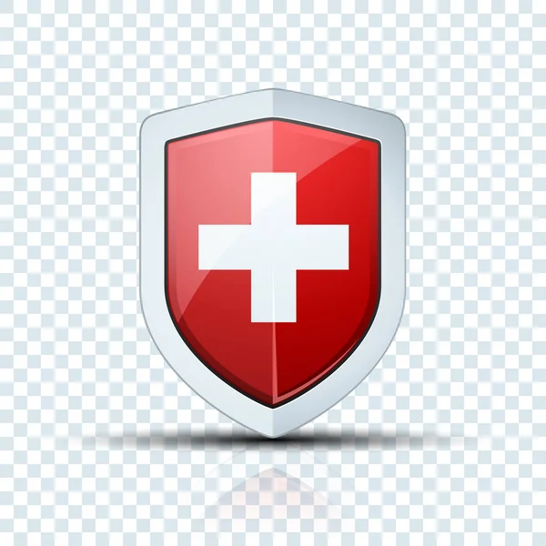 Shield Bright Swiss Flag Icon Vector Illustration — Stock Vector