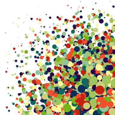 Beyaz arkaplanda soyut sanat rengarenk dağıtılmış noktalar 