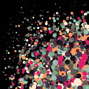 Siyah arkaplanda soyut sanat rengarenk dağıtılmış noktalar 