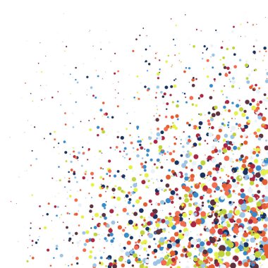 Beyaz arkaplanda soyut sanat rengarenk dağıtılmış noktalar 