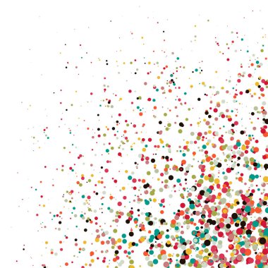 Beyaz arkaplanda soyut sanat rengarenk dağıtılmış noktalar 