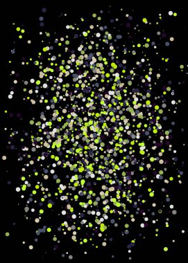 Siyah arkaplanda soyut sanat rengarenk dağıtılmış noktalar 