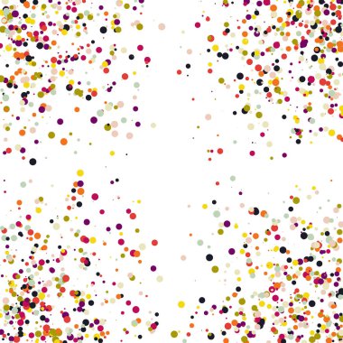 Beyaz arkaplanda soyut sanat rengarenk dağıtılmış noktalar 