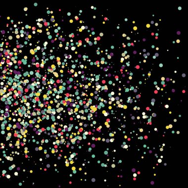 Siyah arkaplanda soyut sanat rengarenk dağıtılmış noktalar 