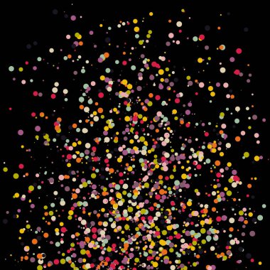 Siyah arkaplanda soyut sanat rengarenk dağıtılmış noktalar 