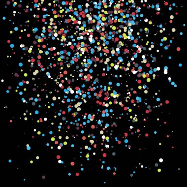 Siyah arkaplanda soyut sanat rengarenk dağıtılmış noktalar 