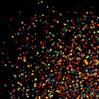 Siyah arkaplanda soyut sanat rengarenk dağıtılmış noktalar 