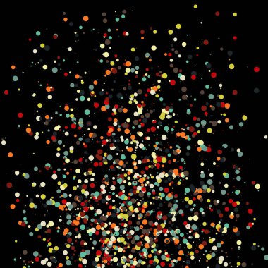 Siyah arkaplanda soyut sanat rengarenk dağıtılmış noktalar 
