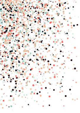 Beyaz arkaplanda soyut sanat rengarenk dağıtılmış noktalar 