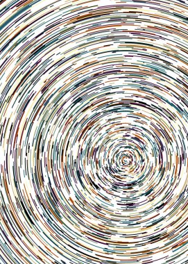 Beyaz arkaplanda soyut renkli segmentli geometrik daireler deseni, Hesaplamalı Üretim Sanatı   