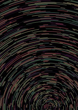 soyut renkli segmentli siyah arkaplan üzerindeki geometrik çember deseni, Hesapsal Üretim Sanatı  