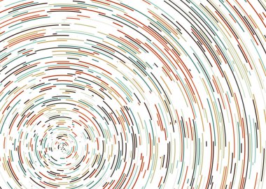 Beyaz arkaplanda soyut renkli segmentli geometrik daireler deseni, Hesaplamalı Üretim Sanatı   