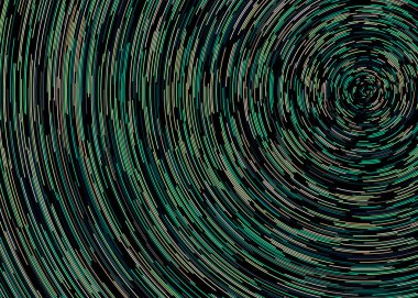 soyut renkli segmentli siyah arkaplan üzerindeki geometrik çember deseni, Hesapsal Üretim Sanatı  