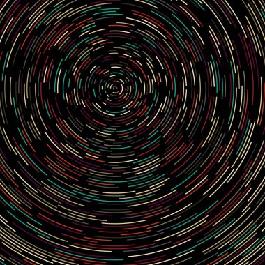 soyut renkli segmentli siyah arkaplan üzerindeki geometrik çember deseni, Hesapsal Üretim Sanatı  