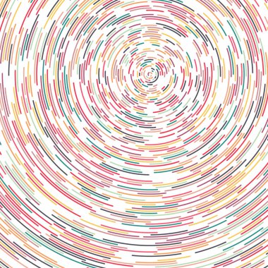 Beyaz arkaplanda soyut renkli segmentli geometrik daireler deseni, Hesaplamalı Üretim Sanatı   