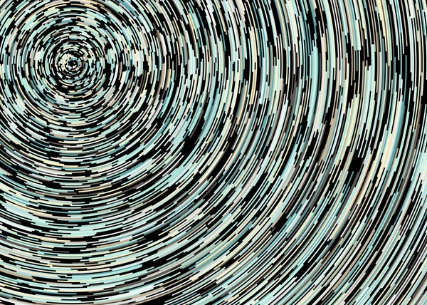 黒の背景に抽象的なカラフルなセグメント幾何学的円パターン 計算生成芸術 — ストックベクタ
