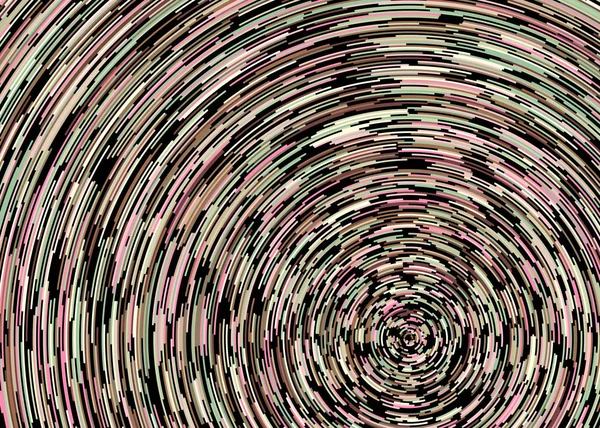 黒の背景に抽象的なカラフルなセグメント幾何学的円パターン 計算生成芸術 — ストックベクタ