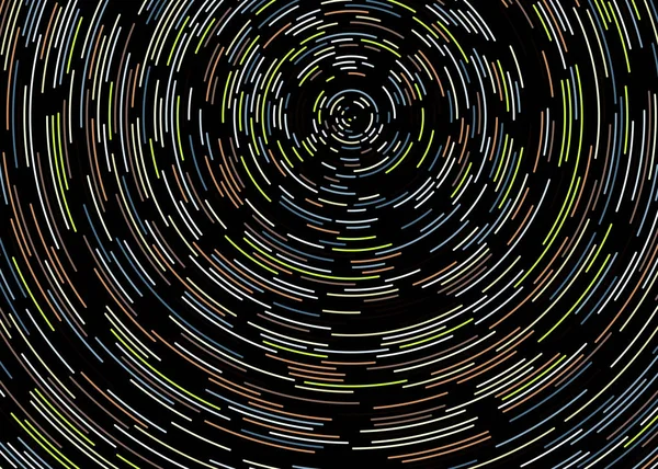 Abstrait Coloré Segmenté Motifs Cercles Géométriques Sur Fond Noir Art — Image vectorielle