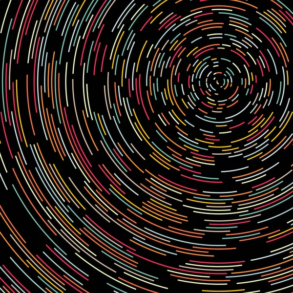 Abstrait Coloré Segmenté Motifs Cercles Géométriques Sur Fond Noir Art — Image vectorielle