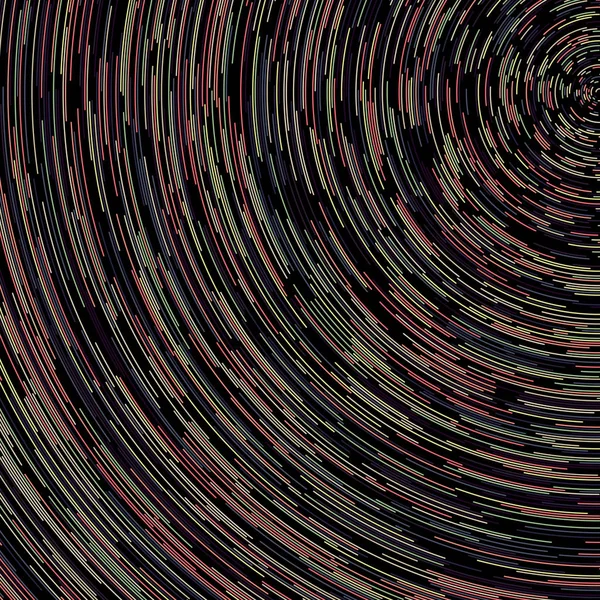 Abstract Kleurrijke Gesegmenteerde Geometrische Cirkels Patroon Zwarte Achtergrond Computational Generative — Stockvector