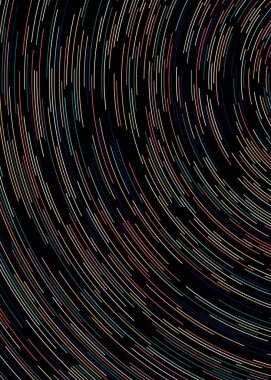 soyut renkli segmentli siyah arkaplan üzerindeki geometrik çember deseni, Hesapsal Üretim Sanatı  