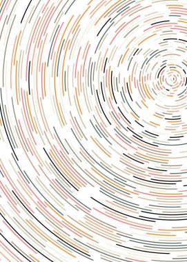 Beyaz arkaplanda soyut renkli segmentli geometrik daireler deseni, Hesaplamalı Üretim Sanatı   