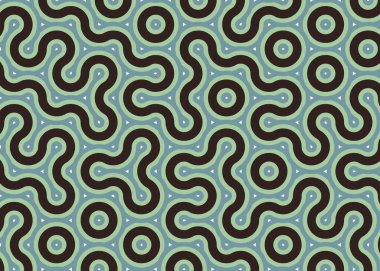 Renkli fayanslar, pürüzsüz rastgele birbirine bağlı dalgalı çizgiler deseni, bağlantı sanatı arkaplan tasarımı çizimi  