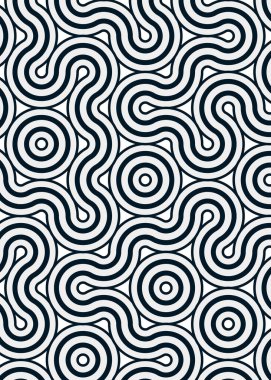 Renkli fayanslar, pürüzsüz rastgele birbirine bağlı dalgalı çizgiler deseni, bağlantı sanatı arkaplan tasarımı çizimi  