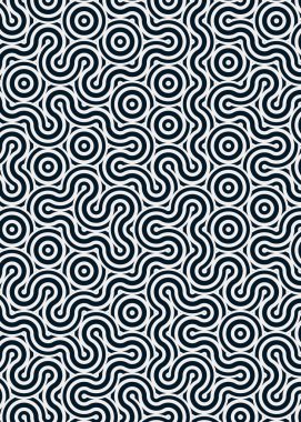 Renkli fayanslar, pürüzsüz rastgele birbirine bağlı dalgalı çizgiler deseni, bağlantı sanatı arkaplan tasarımı çizimi  