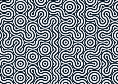 Renkli fayanslar, pürüzsüz rastgele birbirine bağlı dalgalı çizgiler deseni, bağlantı sanatı arkaplan tasarımı çizimi  