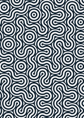 Renkli fayanslar, pürüzsüz rastgele birbirine bağlı dalgalı çizgiler deseni, bağlantı sanatı arkaplan tasarımı çizimi  