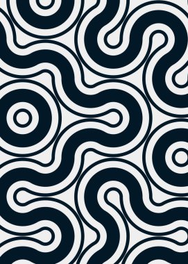 Renkli fayanslar, pürüzsüz rastgele birbirine bağlı dalgalı çizgiler deseni, bağlantı sanatı arkaplan tasarımı çizimi  