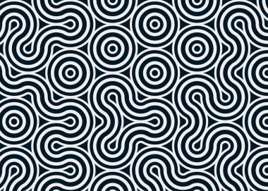 Renkli fayanslar, pürüzsüz rastgele birbirine bağlı dalgalı çizgiler deseni, bağlantı sanatı arkaplan tasarımı çizimi  