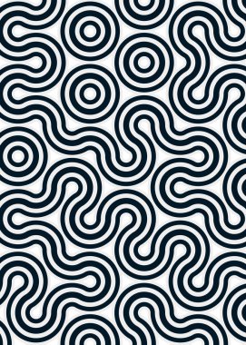 Renkli fayanslar, pürüzsüz rastgele birbirine bağlı dalgalı çizgiler deseni, bağlantı sanatı arkaplan tasarımı çizimi  