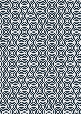 Renkli fayanslar, pürüzsüz rastgele birbirine bağlı dalgalı çizgiler deseni, bağlantı sanatı arkaplan tasarımı çizimi  