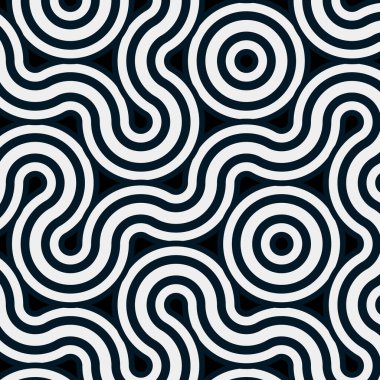 Renkli fayanslar, pürüzsüz rastgele birbirine bağlı dalgalı çizgiler deseni, bağlantı sanatı arkaplan tasarımı çizimi  