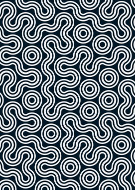 Renkli fayanslar, pürüzsüz rastgele birbirine bağlı dalgalı çizgiler deseni, bağlantı sanatı arkaplan tasarımı çizimi  