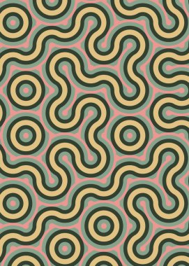 Renkli fayanslar, pürüzsüz rastgele birbirine bağlı dalgalı çizgiler deseni, bağlantı sanatı arkaplan tasarımı çizimi  