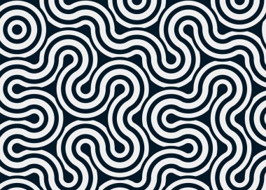 Renkli fayanslar, pürüzsüz rastgele birbirine bağlı dalgalı çizgiler deseni, bağlantı sanatı arkaplan tasarımı çizimi  