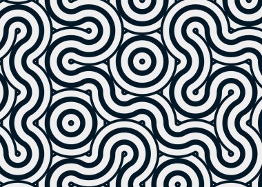 Renkli fayanslar, pürüzsüz rastgele birbirine bağlı dalgalı çizgiler deseni, bağlantı sanatı arkaplan tasarımı çizimi  