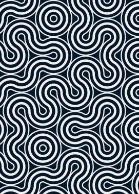 Renkli fayanslar, pürüzsüz rastgele birbirine bağlı dalgalı çizgiler deseni, bağlantı sanatı arkaplan tasarımı çizimi  