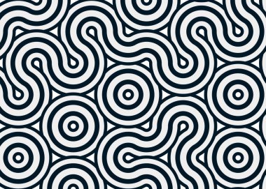 Renkli fayanslar, pürüzsüz rastgele birbirine bağlı dalgalı çizgiler deseni, bağlantı sanatı arkaplan tasarımı çizimi  