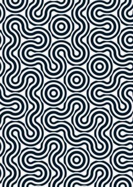 monokrom rastgele geçiş çizgileri üretken sanat tarzı renkli logo illüstrasyonu